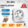 ELBA Wall Mounted Ventilation Fan    5 Blade PVC Exhaust Fan for Bedroom  Living Room  and Bathroom