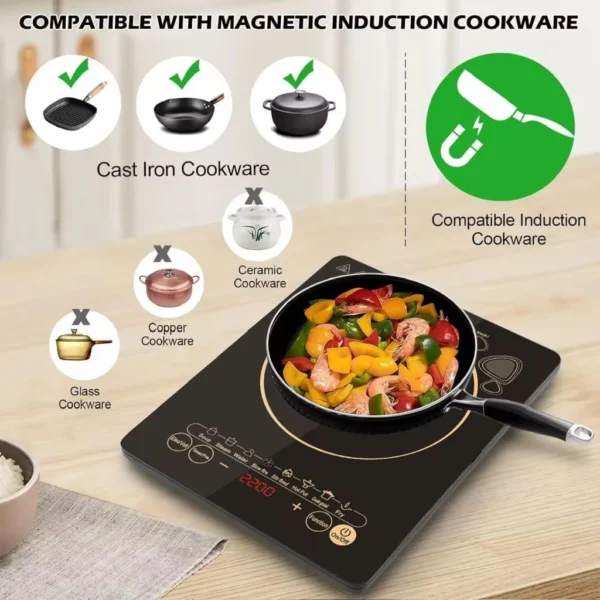 2200W Induction Cooker with Touchscreen  Multi functional Infrared Temperature Adjustment