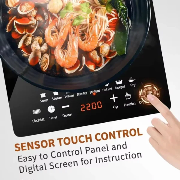 Elba 2200W Induction Cooker  Portable Cooktop  Touch Buttons  5 Functions  Dapur Memasak Waterproof Touch Control