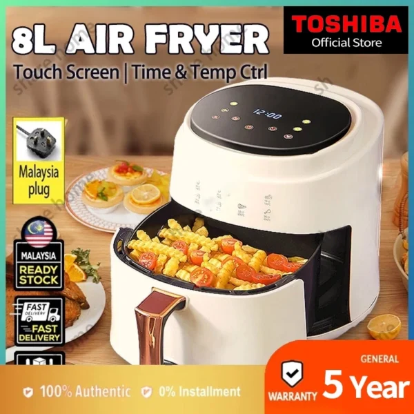 Toshiba Air Fryer 8L Timer Electric Fryer Kitchen Aid Healthy Household Fries Machine  Cooker penggoreng udara