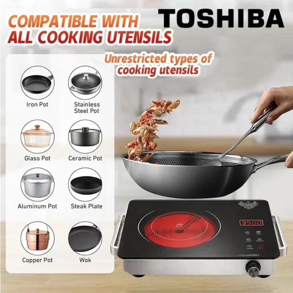 Infrared Ceramic Cooker 3500W   Fast Heating   No EM Radiation   All Cookware Compatible   Touch   Knob