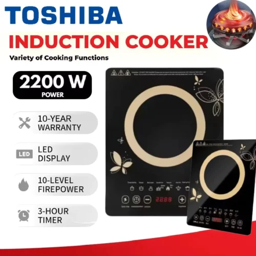 Toshiba 2200W Induction Cooker Electric Stove Portable Cooktop Touch Button 5 Function Dapur Memasak
