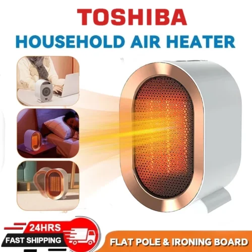 Toshiba Mini Electric Heater 1200W Powerful Portable Tabletop Heater Fast Heating Quiet Circulating  Air Fan Office