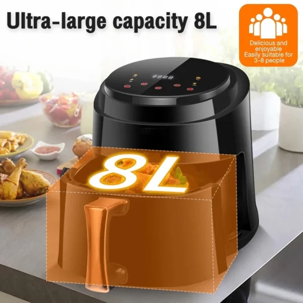 Air Fryer 8L Electric Household Non Stick Oil Free Kitchen cooker Baking Automatic Fryer